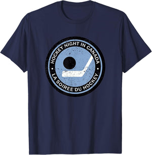 Vintage Retro Hockey Night in Canada Hockey Player Team T-Shirt - T-Shirt | Navy