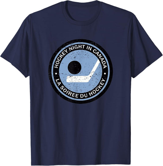 Vintage Retro Hockey Night in Canada Hockey Player Team T-Shirt - T-Shirt | Navy