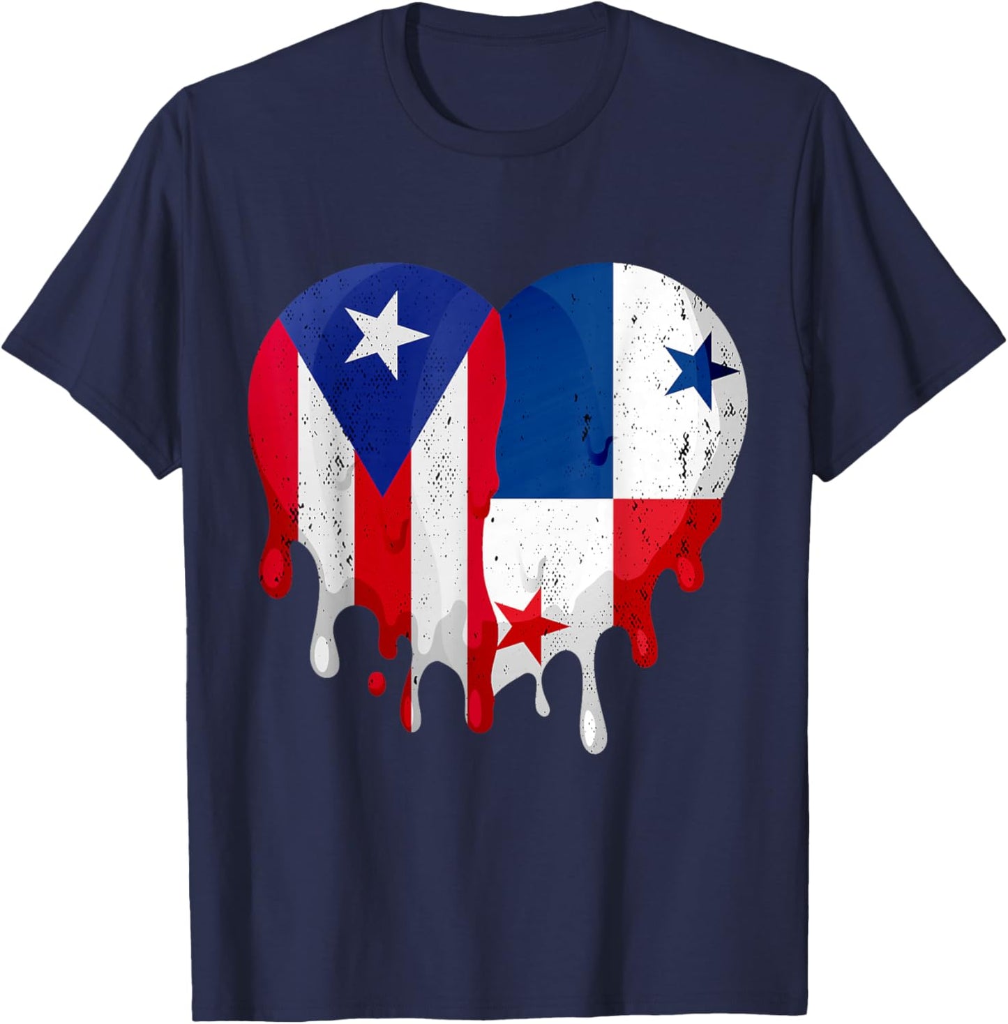 Puerto Rico Panama Flag Heart Citizen Grown Patriot Country T-Shirt - T-Shirt | Navy