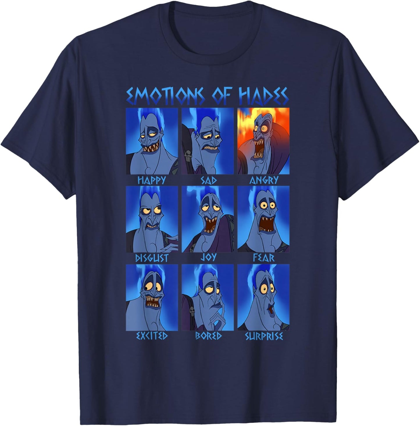 Disney Hercules Hades Emotions Graphic Small T-Shirt - T-Shirt | Navy