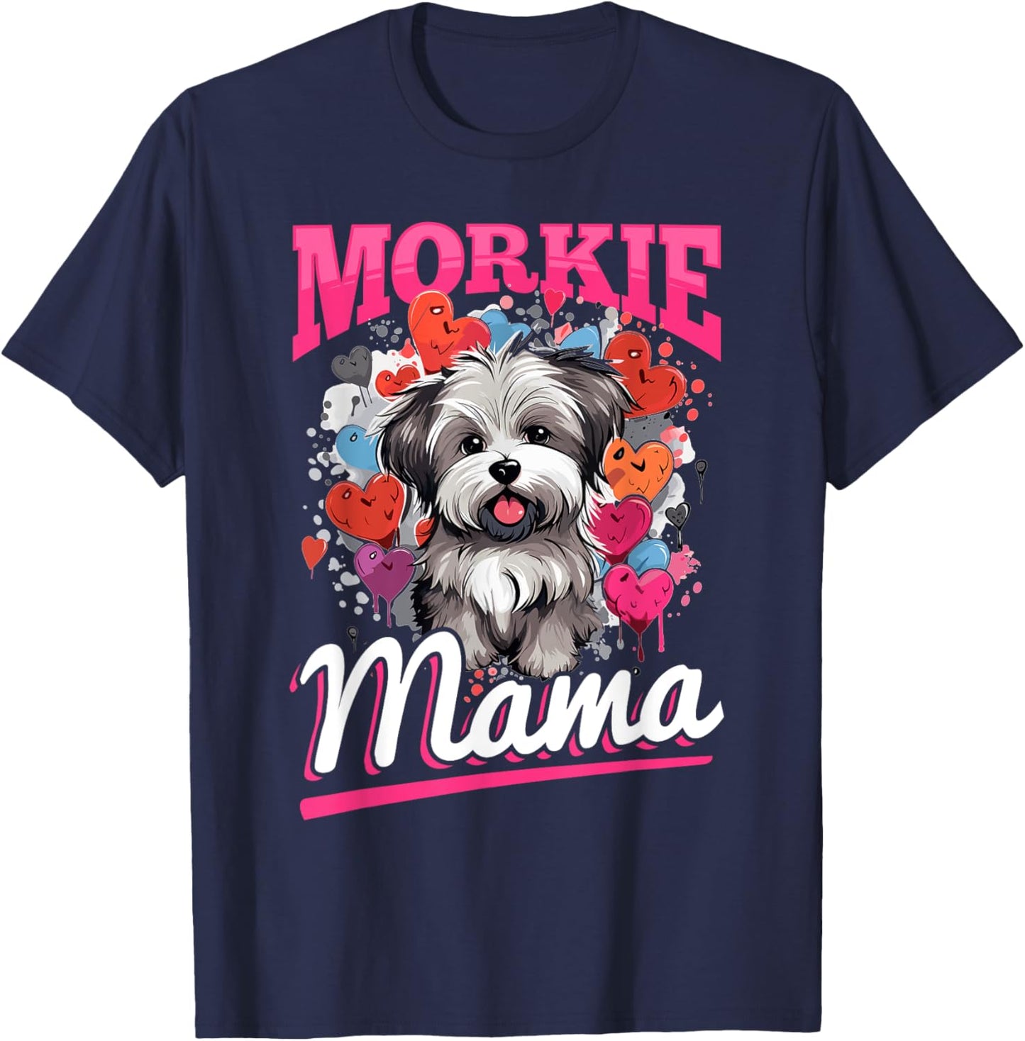 Morkie Dog Breed Pet Morkie Mama Women Girls Kids T-Shirt - T-Shirt | Navy