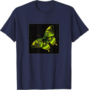 Cute Butterfly Illustration Lime Green Gorgeous Women Men T-Shirt - T-Shirt | Navy