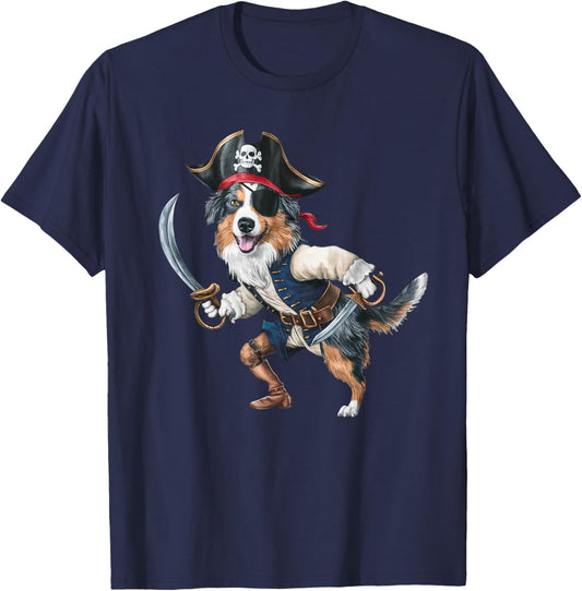 Australian Shepherd Pirate Halloween Kids Pirate T-Shirt - T-Shirt | Navy