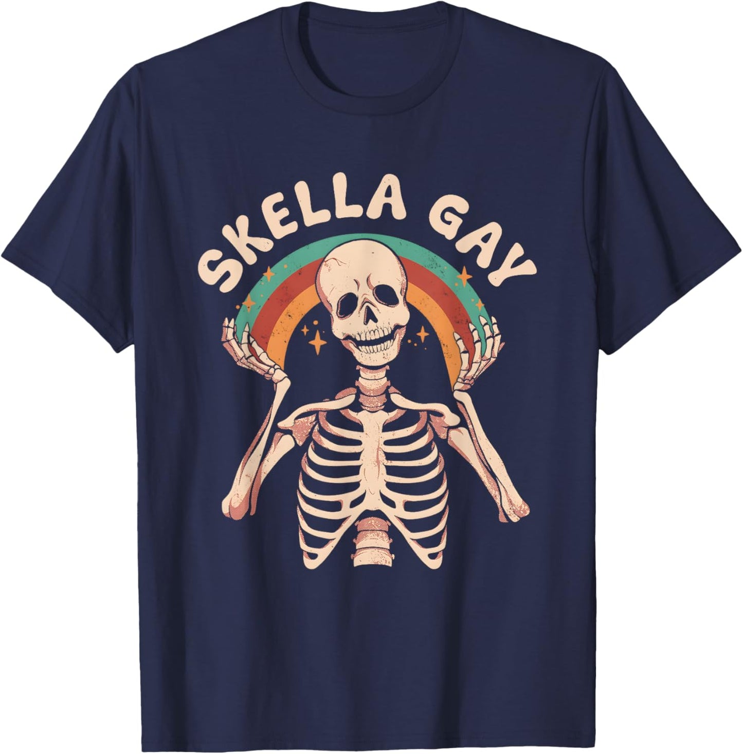 Skeleton Skella Gay Rainbow T-Shirt - T-Shirt | Navy