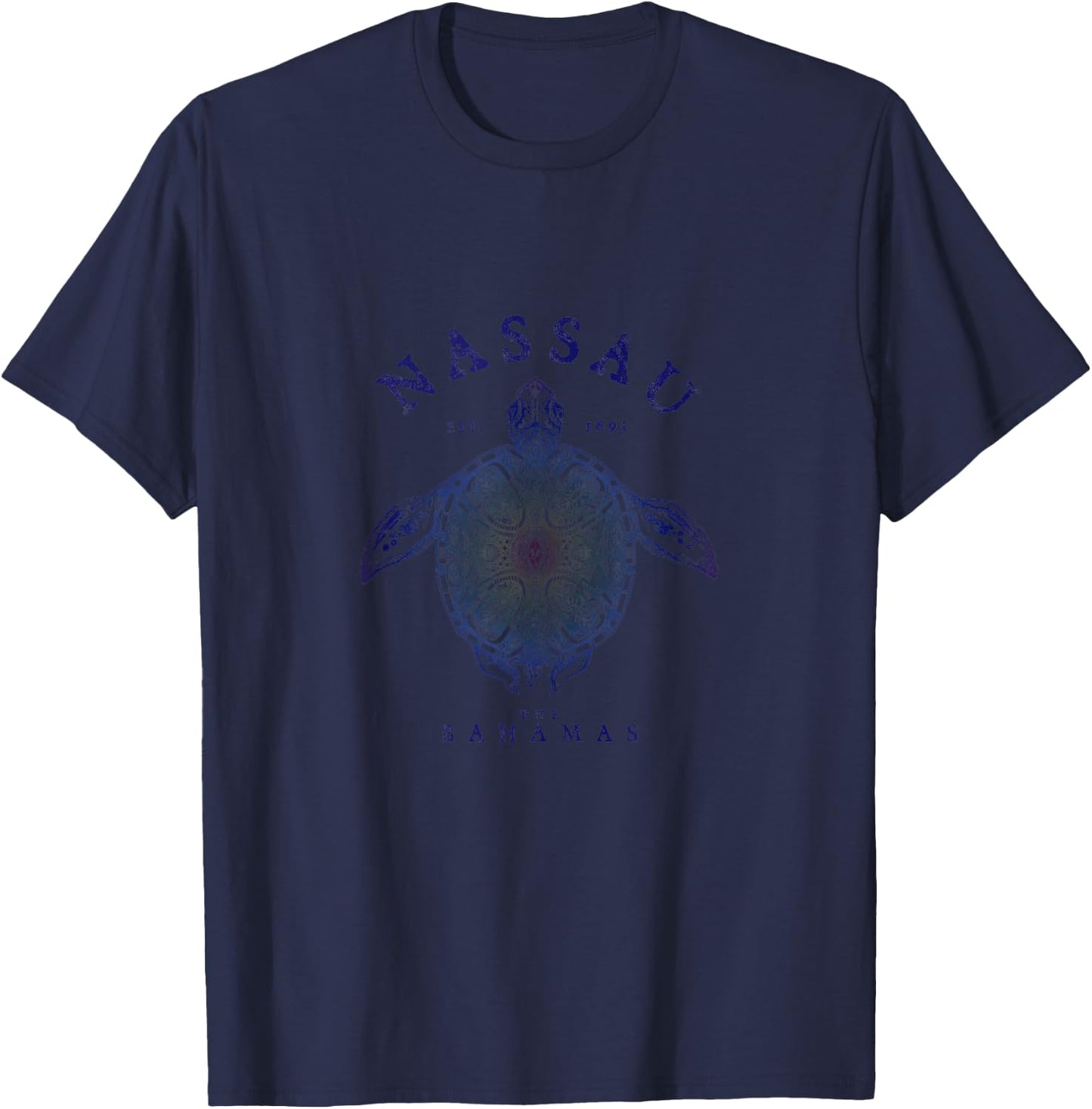 Nassau Bahamas Tortoise Turtle Tribal Diving Fishing T-Shirt - T-Shirt | Navy