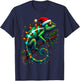 Chameleon Santa Hat Lights Christmas Cute Xmas Pajama T-Shirt - T-Shirt | Navy