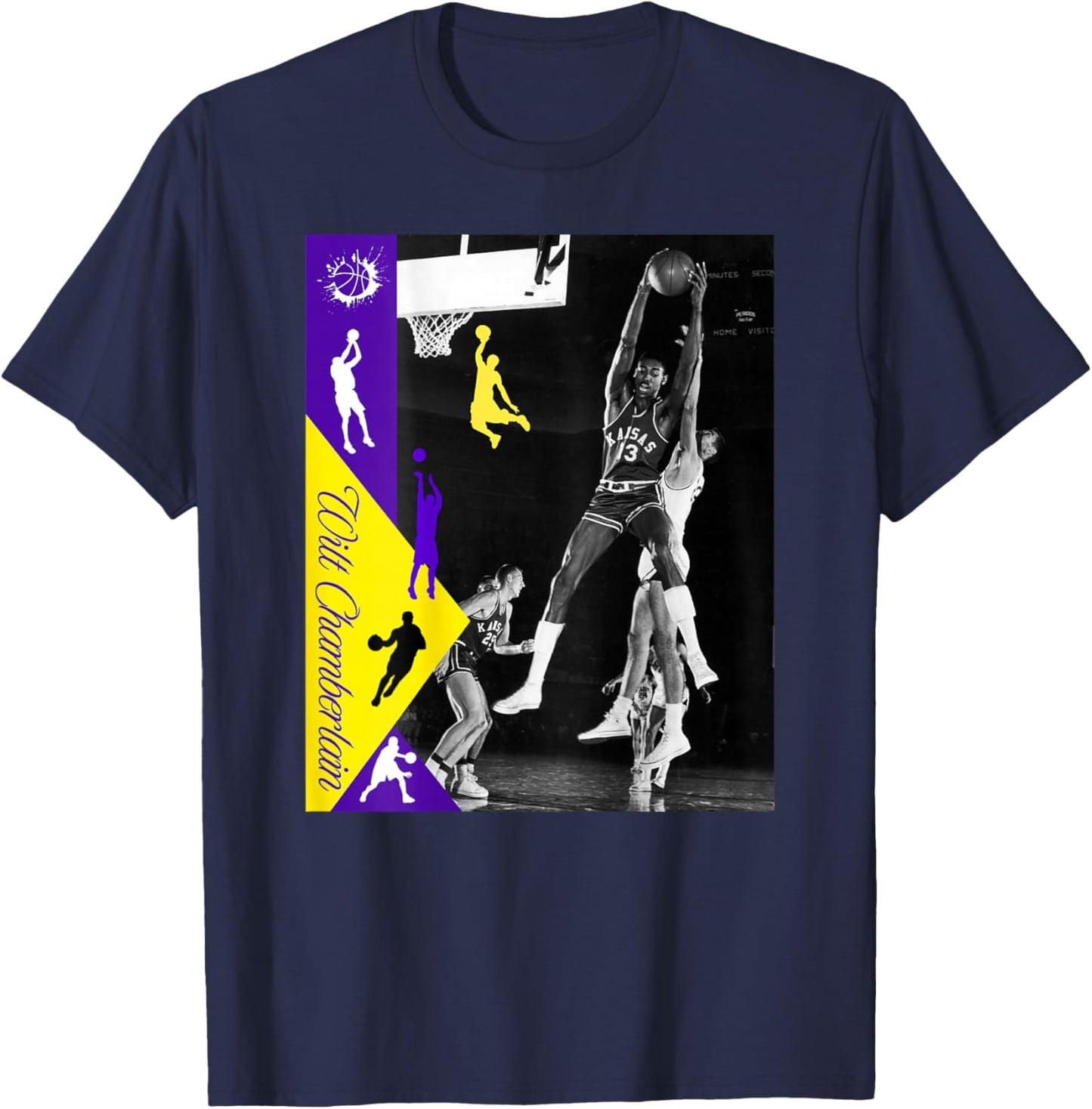 Wilt Chamberlain_NBA_002_Back Printed T-Shirt - T-Shirt | Navy
