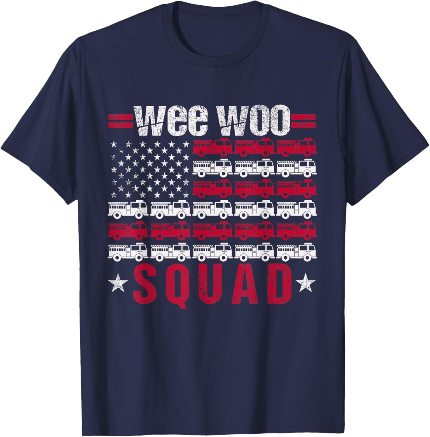Funny Wee Woo Squad Fire Truck Design for Kids and Adults T-Shirt - T-Shirt | Navy