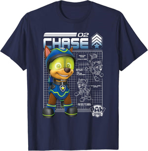 Paw Patrol Police Pup Chase Blueprint T-Shirt - T-Shirt | Navy