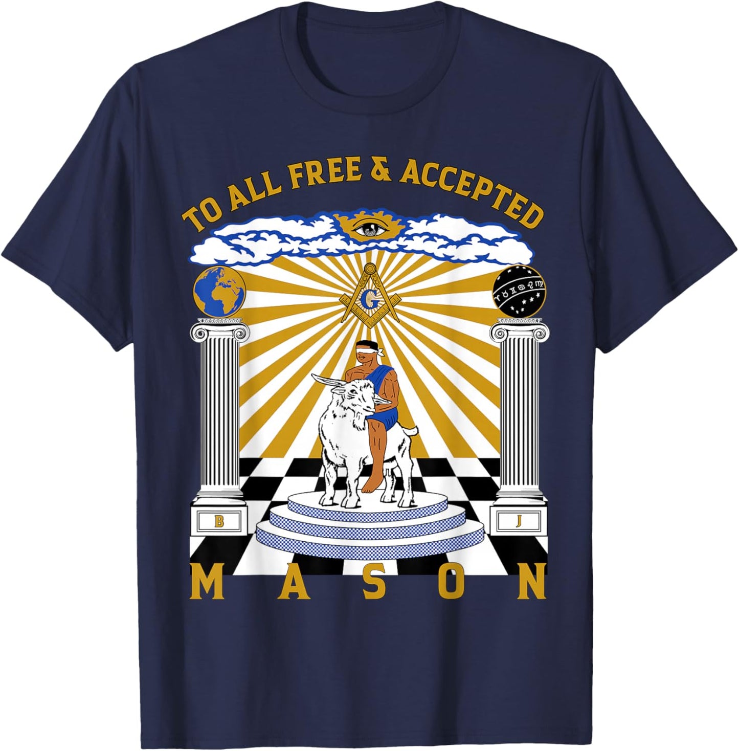 Masonic To All Free & Accepted Masons GOAT Rider Christmas T-Shirt - T-Shirt | Navy