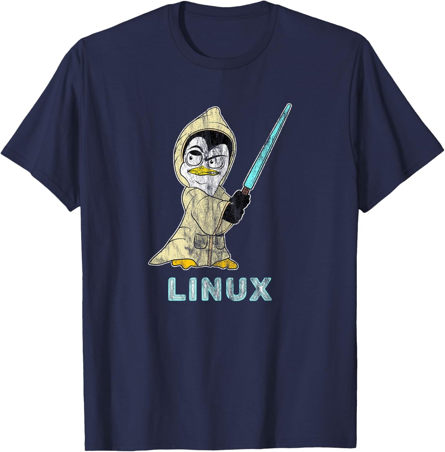 Retro Linux Penguin for Linux Admin and Hacker T-Shirt - T-Shirt | Navy