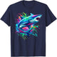 Shark Marine Biologist Paint Splash Ocean Animal Shark Lover T-Shirt - T-Shirt | Navy