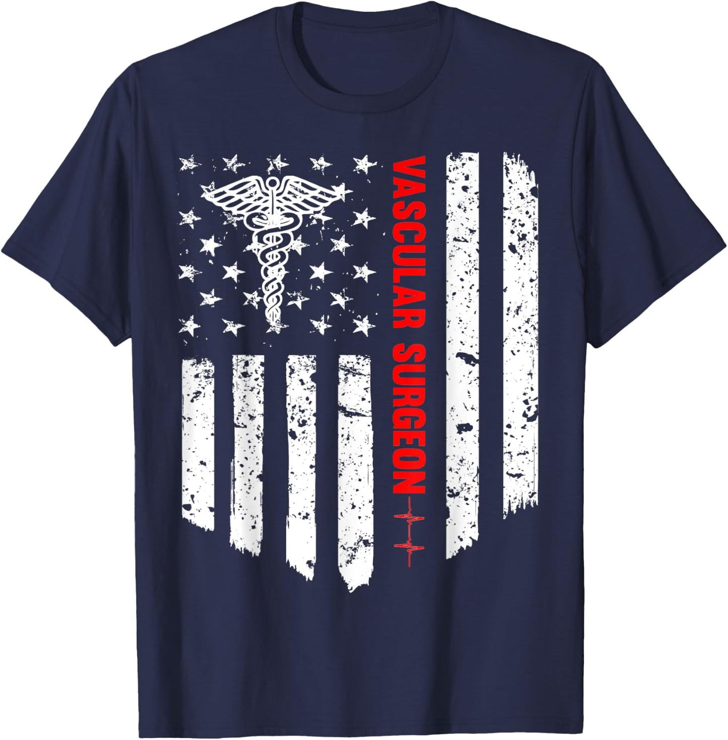 Vascular Surgeon American Flag Patriotic Medicine Gift Women Men T-Shirt - T-Shirt | Navy