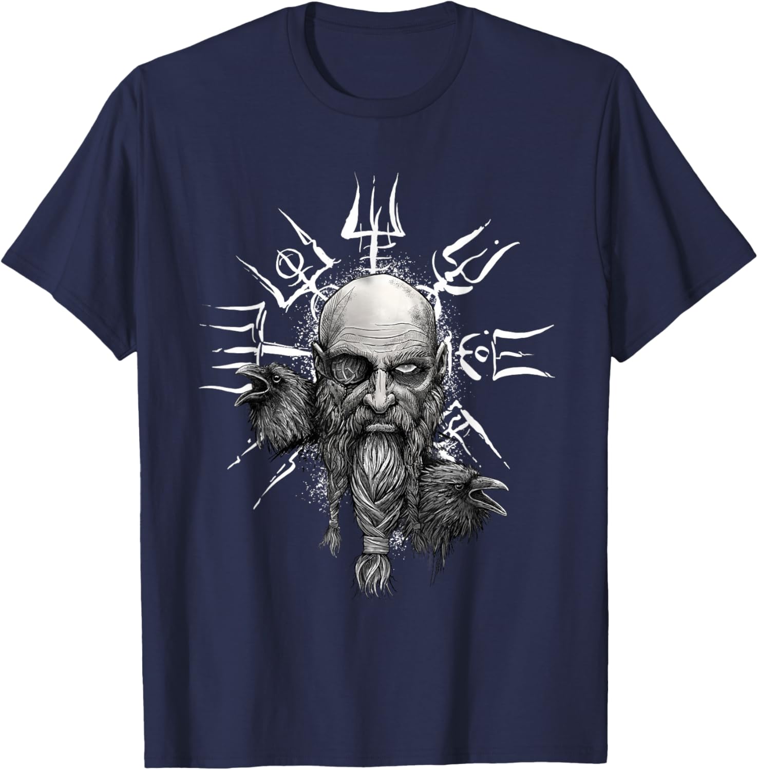 Vikings Vegvisir Odin with Hugin und Munin | Nordic Vikings T-Shirt - T-Shirt | Navy