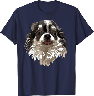 Raf THE ARTIST Designs Funny Chihuahua Long Hair Chiwawa Gift Chihuahua Lovers, -Adults, Girls, Black, Short Sleeve, Small T-Shirt - T-Shirt | Navy
