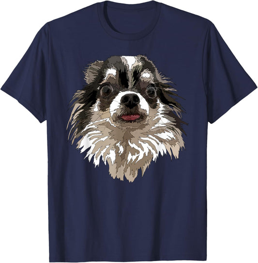 Raf THE ARTIST Designs Funny Chihuahua Long Hair Chiwawa Gift Chihuahua Lovers, -Adults, Girls, Black, Short Sleeve, Small T-Shirt - T-Shirt | Navy