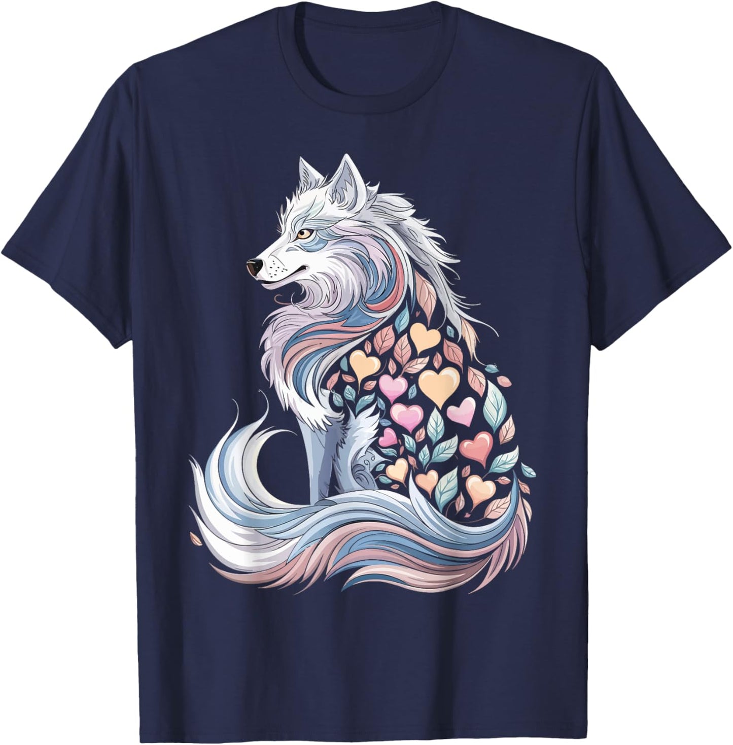 Wolf Heart Valentine's Day Animal Lover Couples Matching T-Shirt - T-Shirt | Navy
