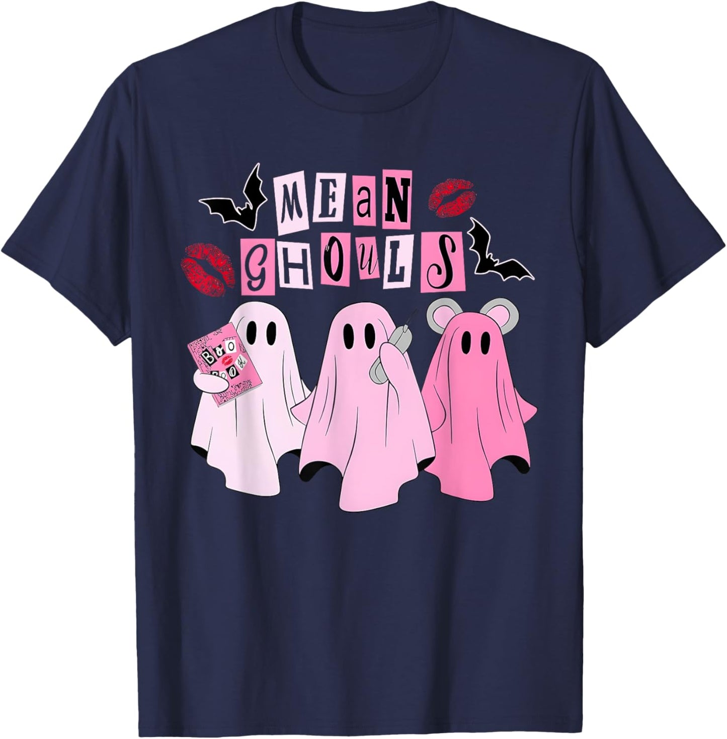 Cute Ghost Mean Ghouls Halloween Costume Spooky Season Girls T-Shirt - T-Shirt | Navy
