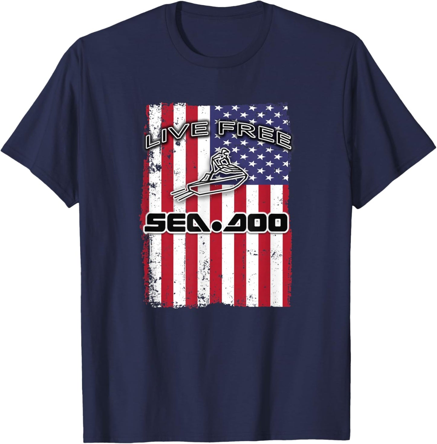 Big Wave - Seadoo American Live Free T-Shirt - T-Shirt | Navy
