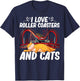 I Love Roller Coasters And Cats Pet Owner Amusement Park T-Shirt - T-Shirt | Navy