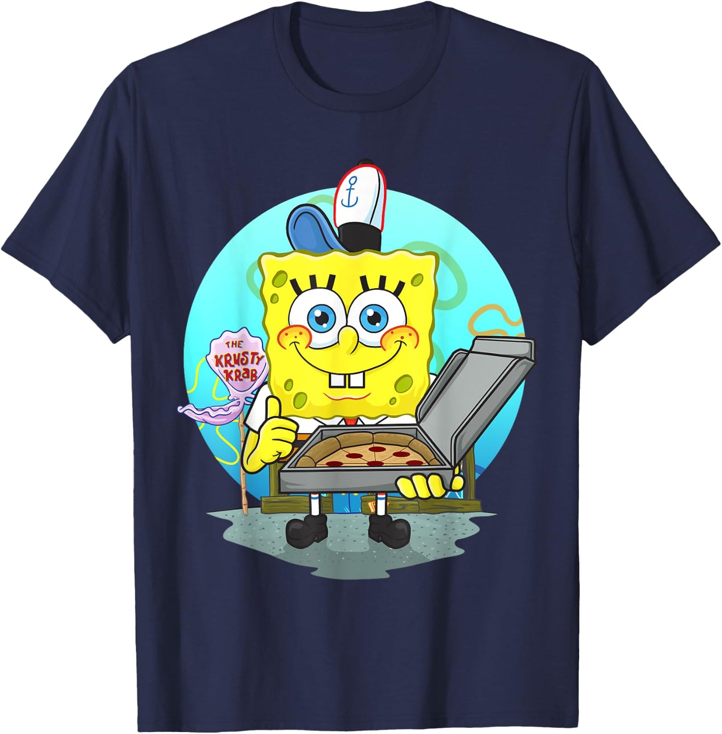 Mademark x SpongeBob SquarePants - The Krusty Krab Pizza Delivery T-Shirt - T-Shirt | Navy