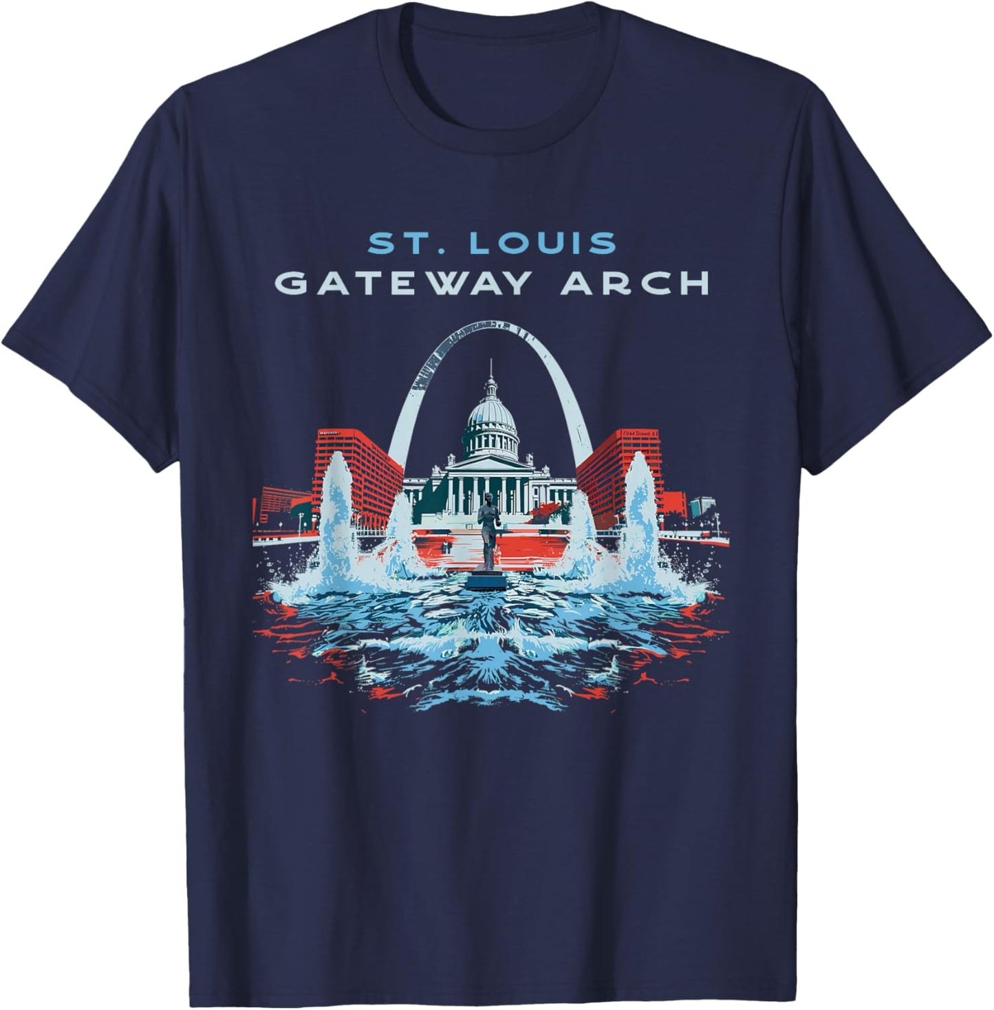 St. Louis Gateway Arch Missouri Retro Vintage T-Shirt - T-Shirt | Navy