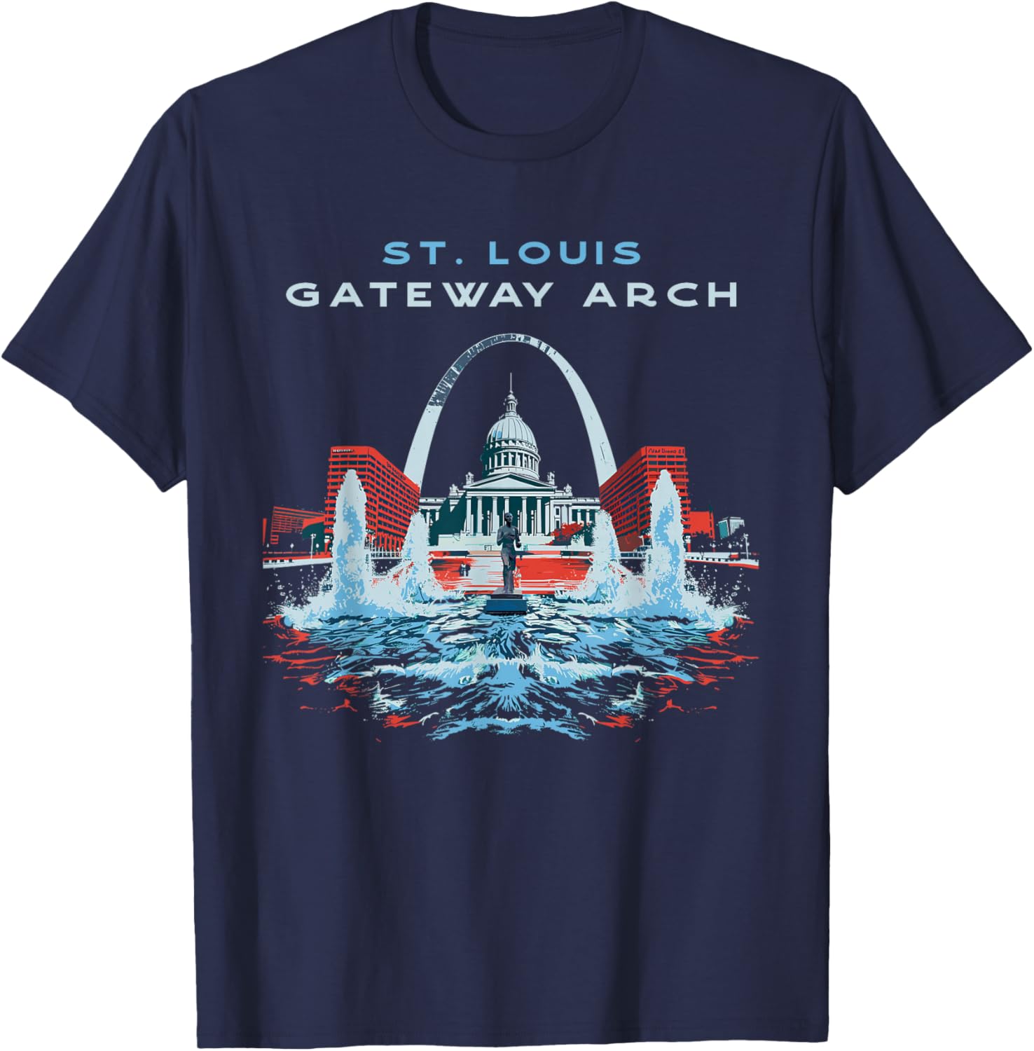 St. Louis Gateway Arch Missouri Retro Vintage T-Shirt - T-Shirt | Navy