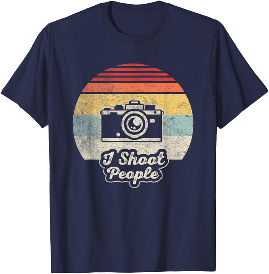 Retro Vintage Funny Photographer Camera Shirt I Shoot People T-Shirt - T-Shirt | Navy