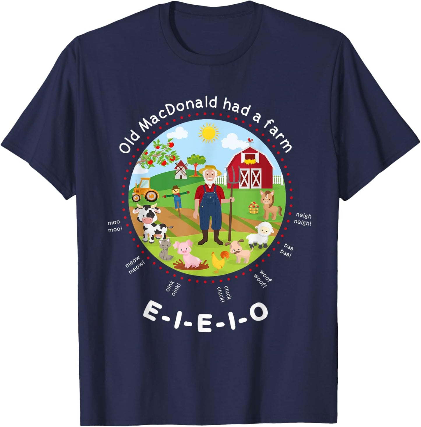 Old MacDonald had a farm English Nursery Rhyme Theme T-Shirt - T-Shirt | Navy