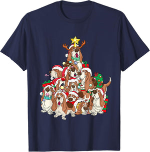 Basset Hound Shirt Dog Christmas Tree Basset Hound Lovers T-Shirt - T-Shirt | Navy