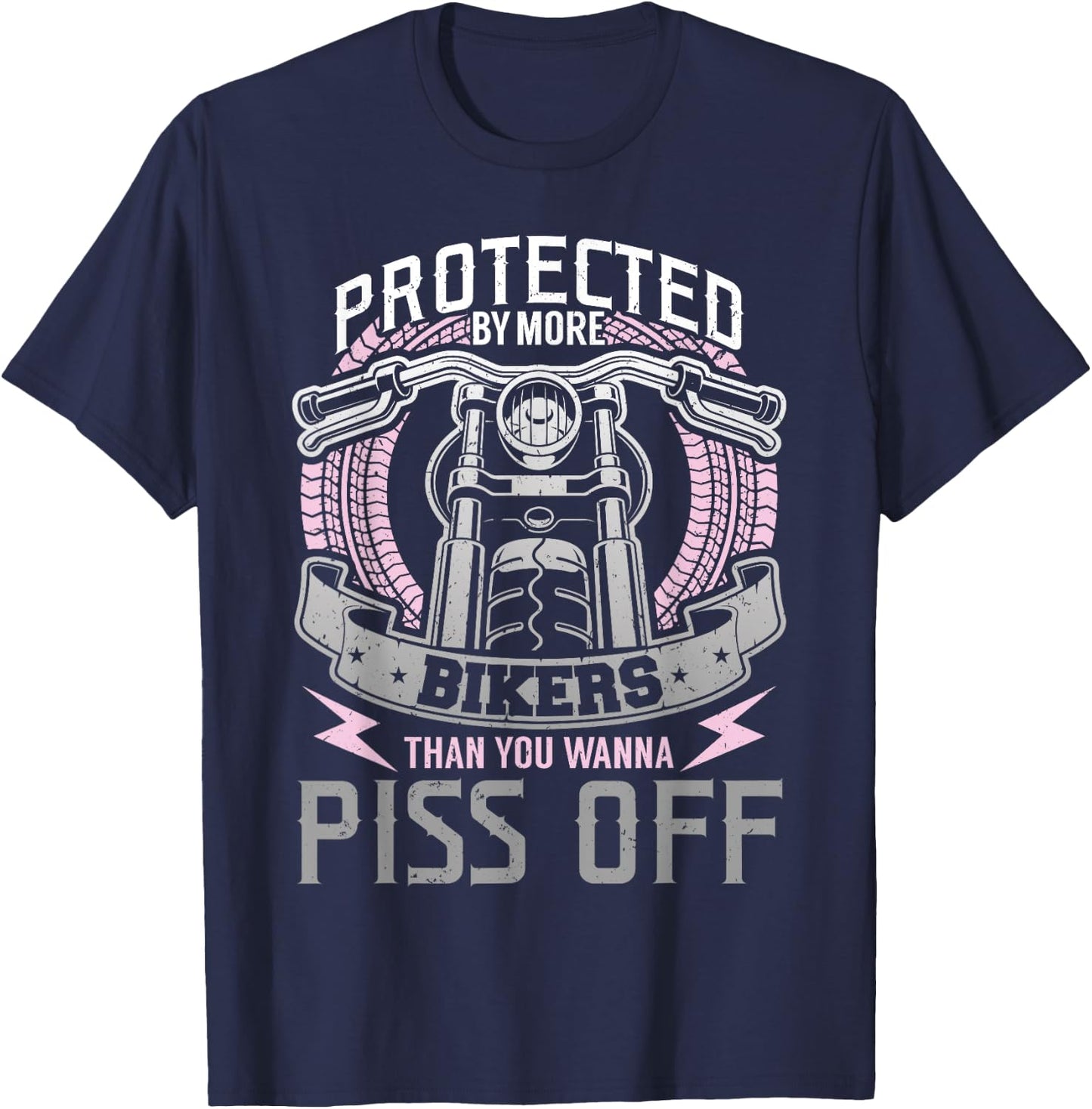 Motorcycle Protected By More Bikers Girlfriend Wife T-Shirt - T-Shirt | Navy