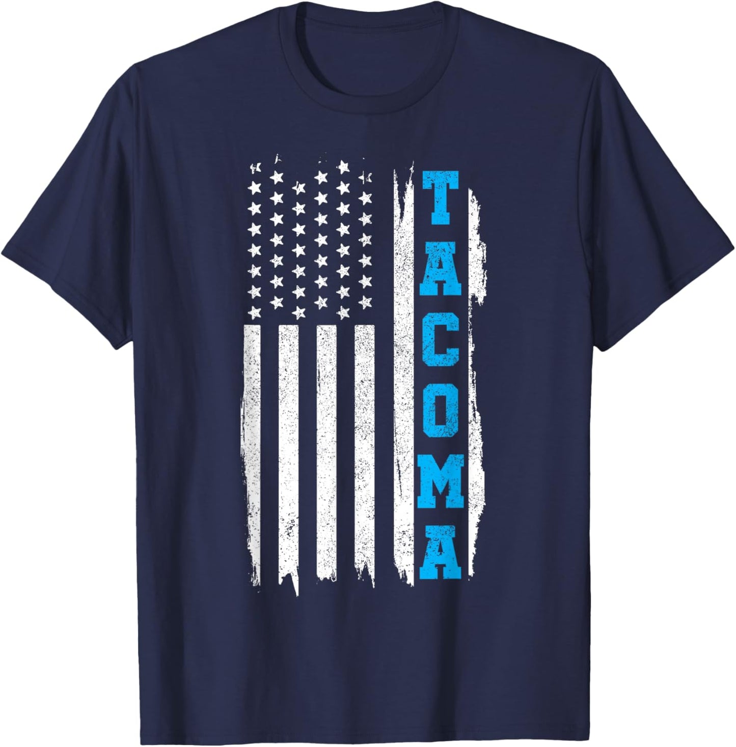 Tacoma Washington American Flag Vintage Patriotic T-Shirt - T-Shirt | Navy