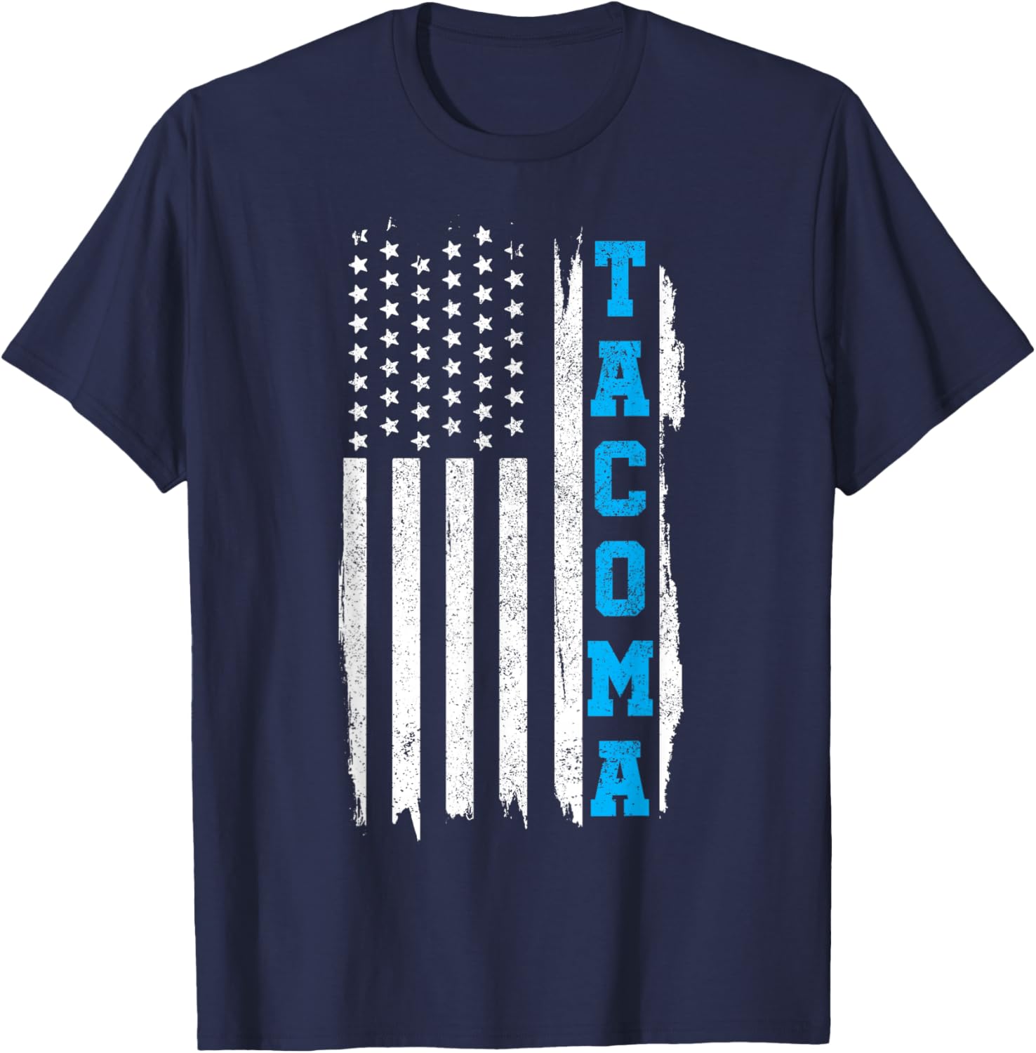 Tacoma Washington American Flag Vintage Patriotic T-Shirt - T-Shirt | Navy