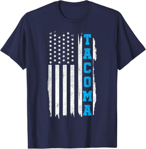 Tacoma Washington American Flag Vintage Patriotic T-Shirt - T-Shirt | Navy