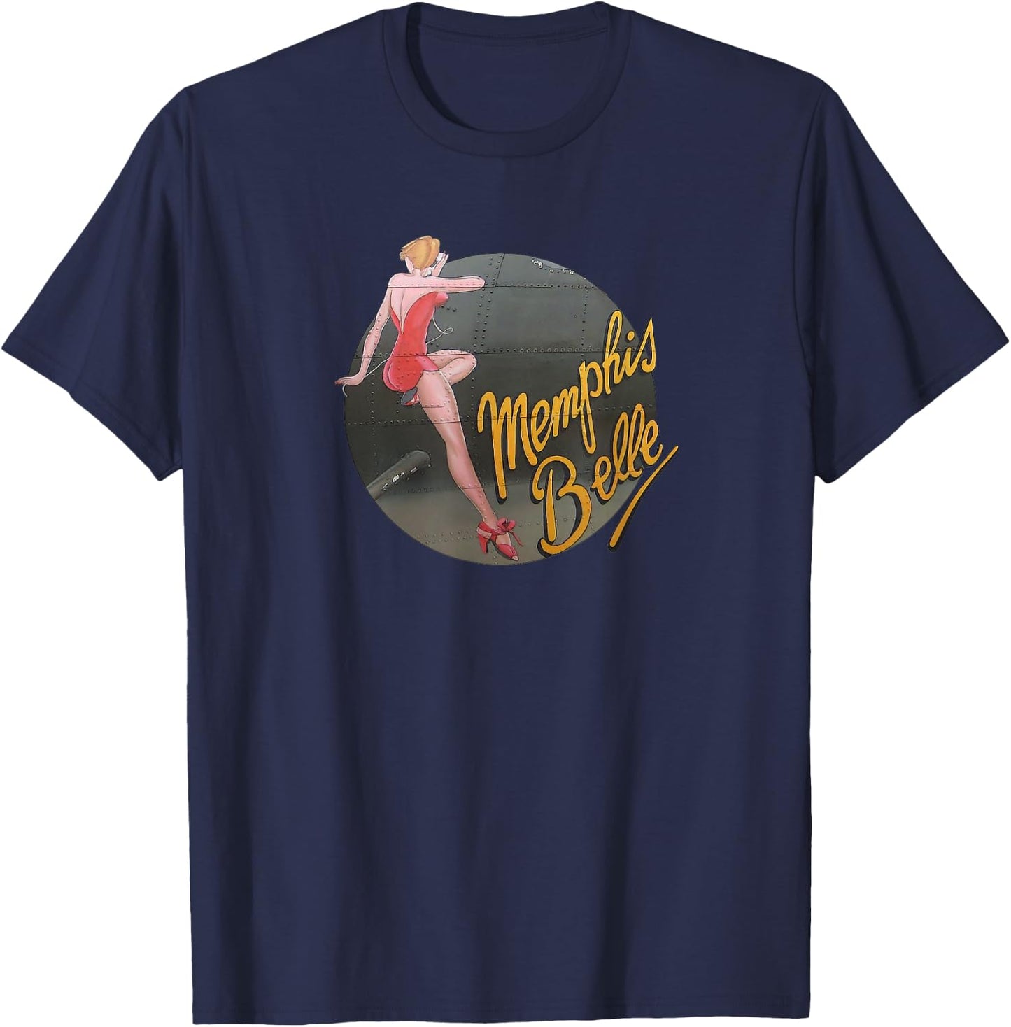 Pin up Girl WWII B-17 Flying Fortress Memphis Belle T-Shirt - T-Shirt | Navy
