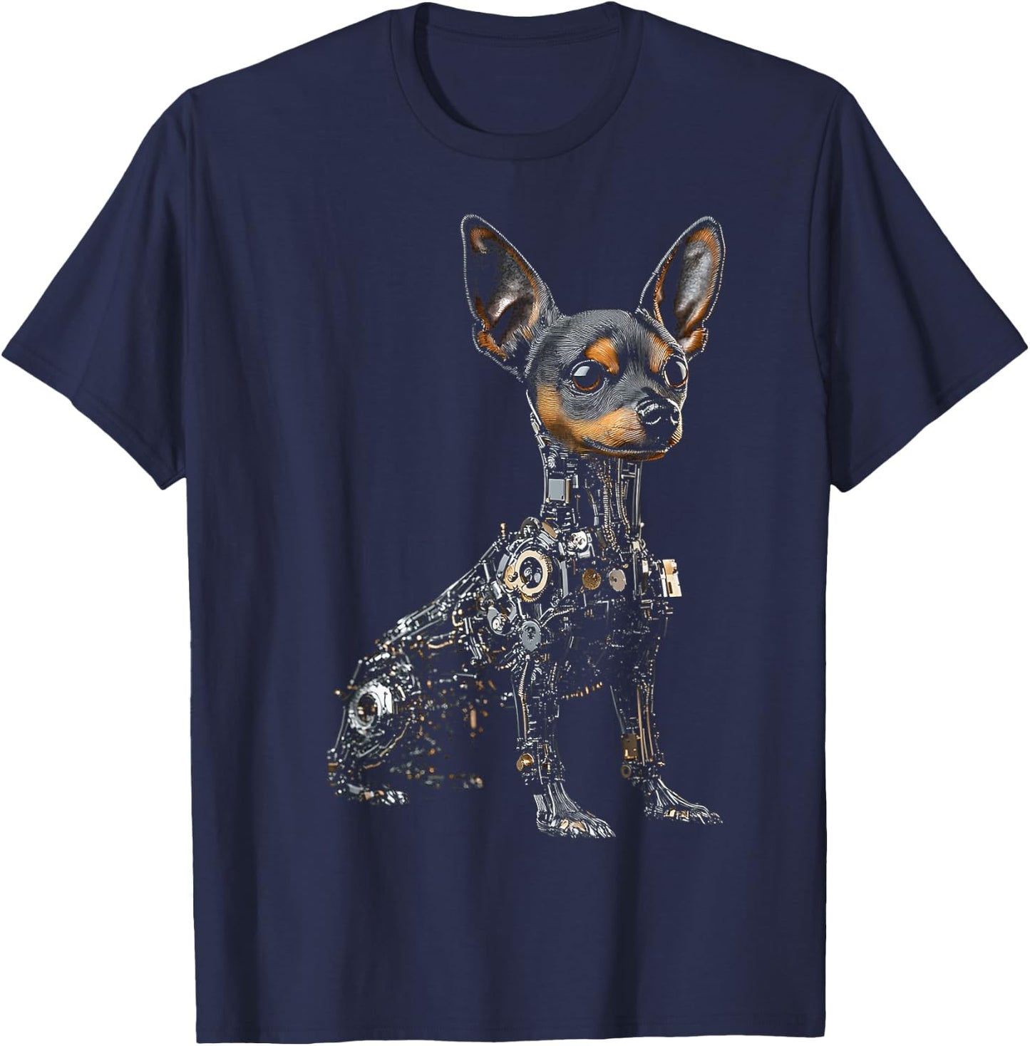 Toy Terrier Dog Motif Pet Artwork Toy Terrier T-Shirt - T-Shirt | Navy