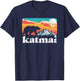 Katmai Alaska Retro Bear & Mountain Vintage 80s Graphic T-Shirt - T-Shirt | Navy