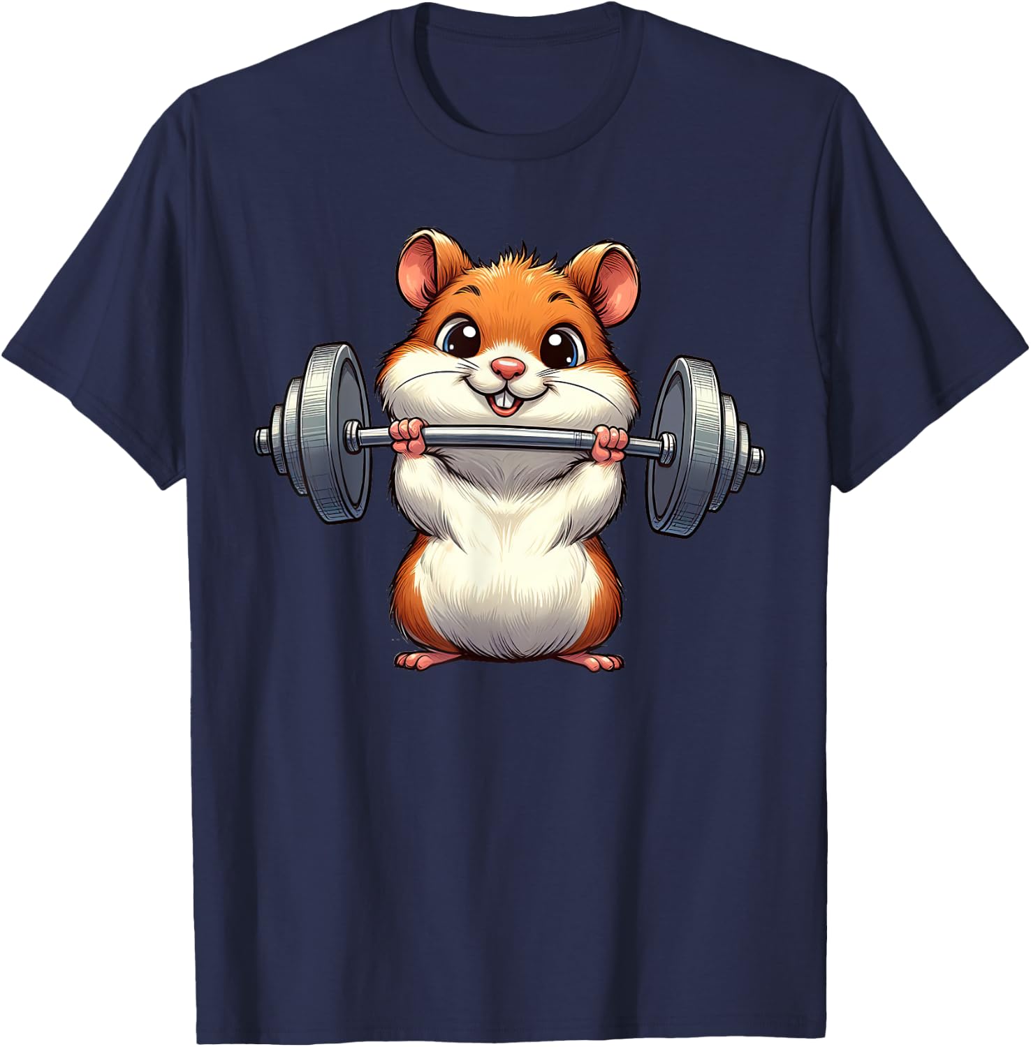 Cute Hamster Weightlifting Fitness Gym Bodybuilding T-Shirt - T-Shirt | Navy