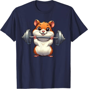 Cute Hamster Weightlifting Fitness Gym Bodybuilding T-Shirt - T-Shirt | Navy