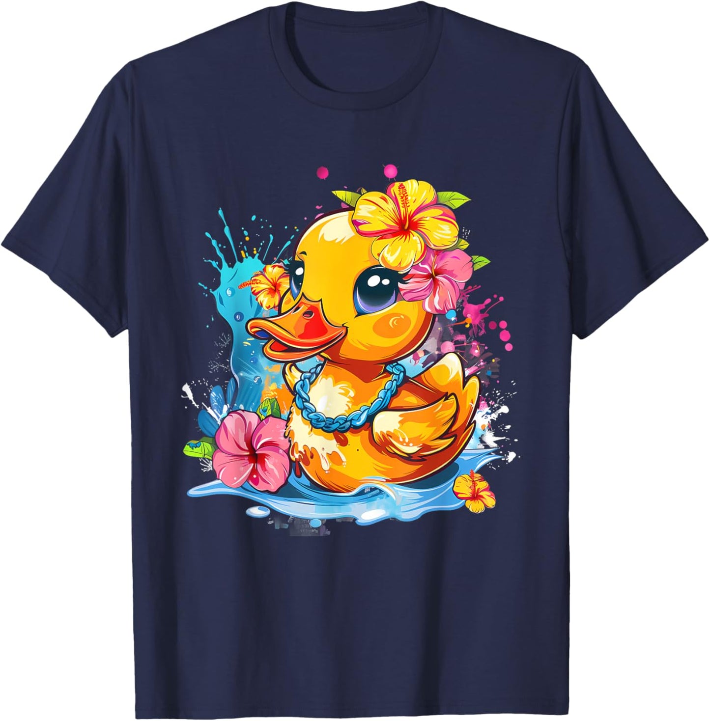 Rubber Duck Hawaiian Hawaii Floral Rubber Duck Lover T-Shirt - T-Shirt | Navy