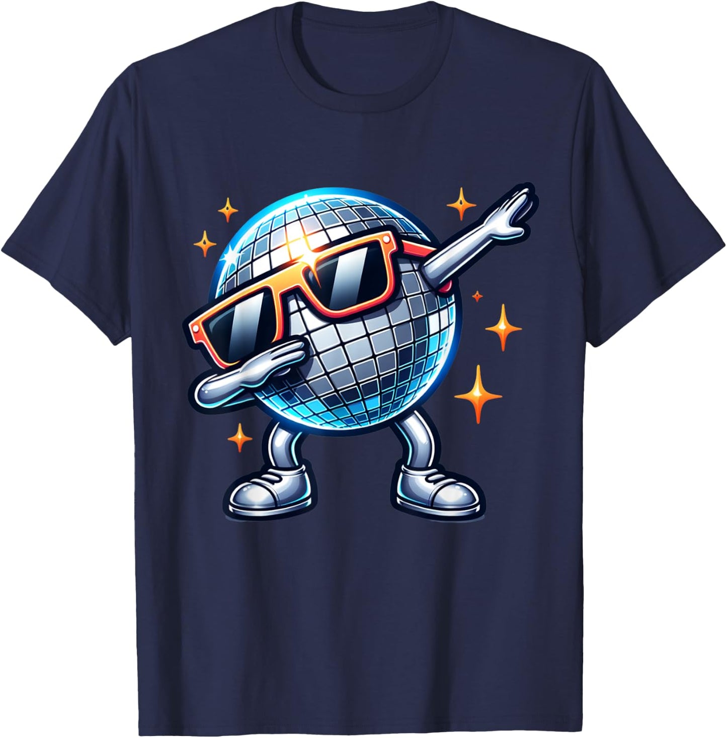 Retro Disco Ball Dabbing 70s Nightclub Dance Party Costume T-Shirt - T-Shirt | Navy