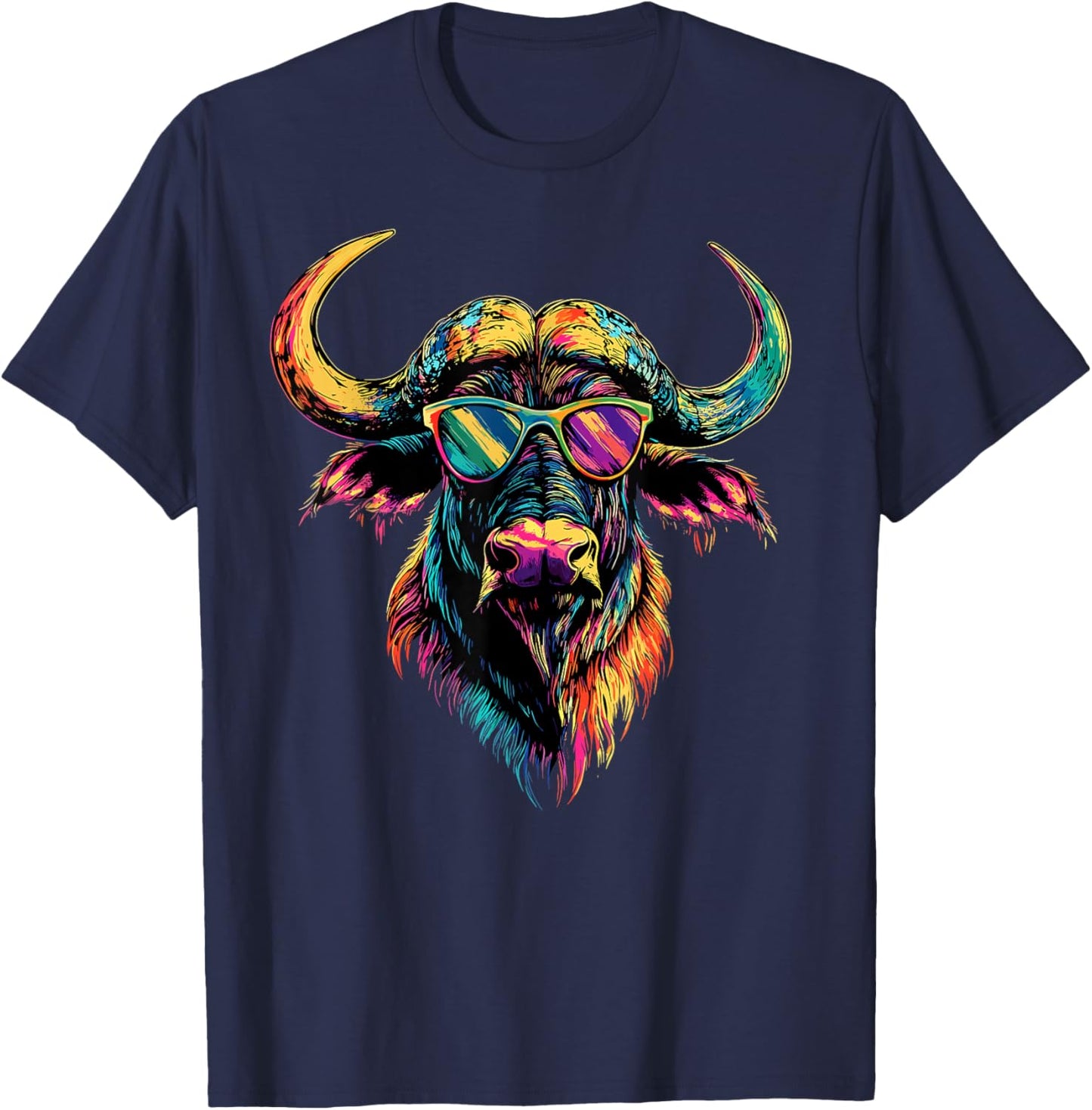Buffalo Cape Water Buffalos Safari South African Buffalo T-Shirt - T-Shirt | Navy