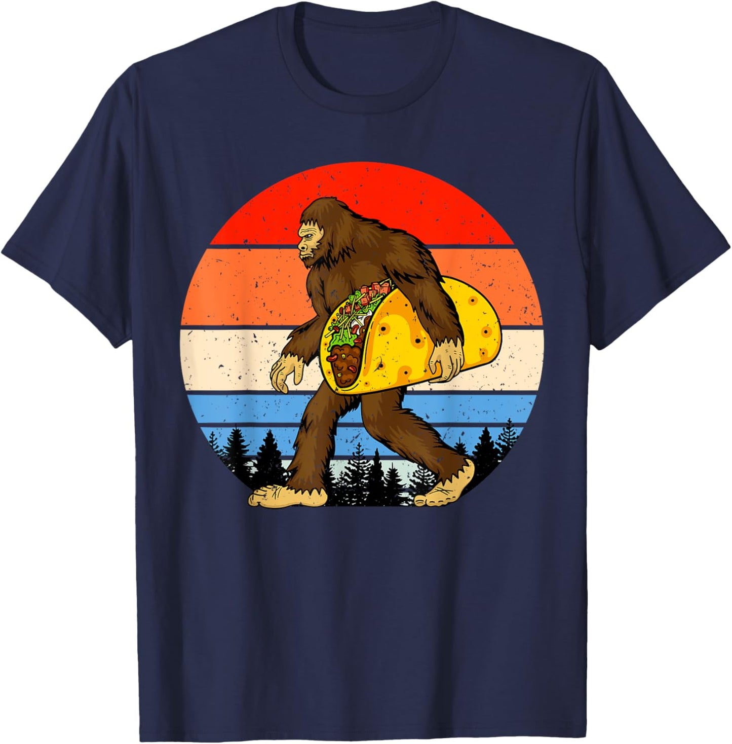 Funny Bigfoot, Taco Lover, Bigfoot Taco, Bigfoot T-Shirt - T-Shirt | Navy