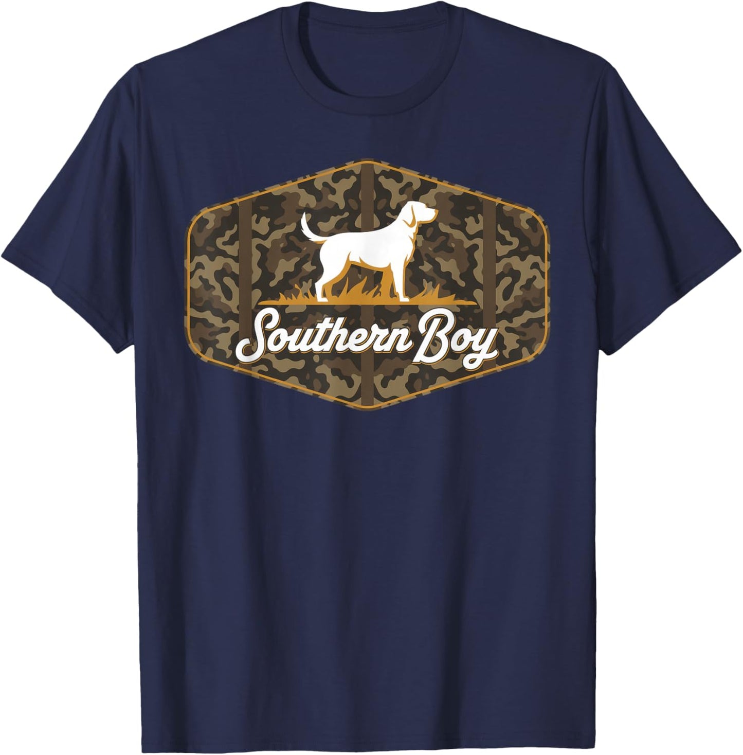 Southern Boy Camouflage Hunting Dog Hello Hunting Season T-Shirt - T-Shirt | Navy