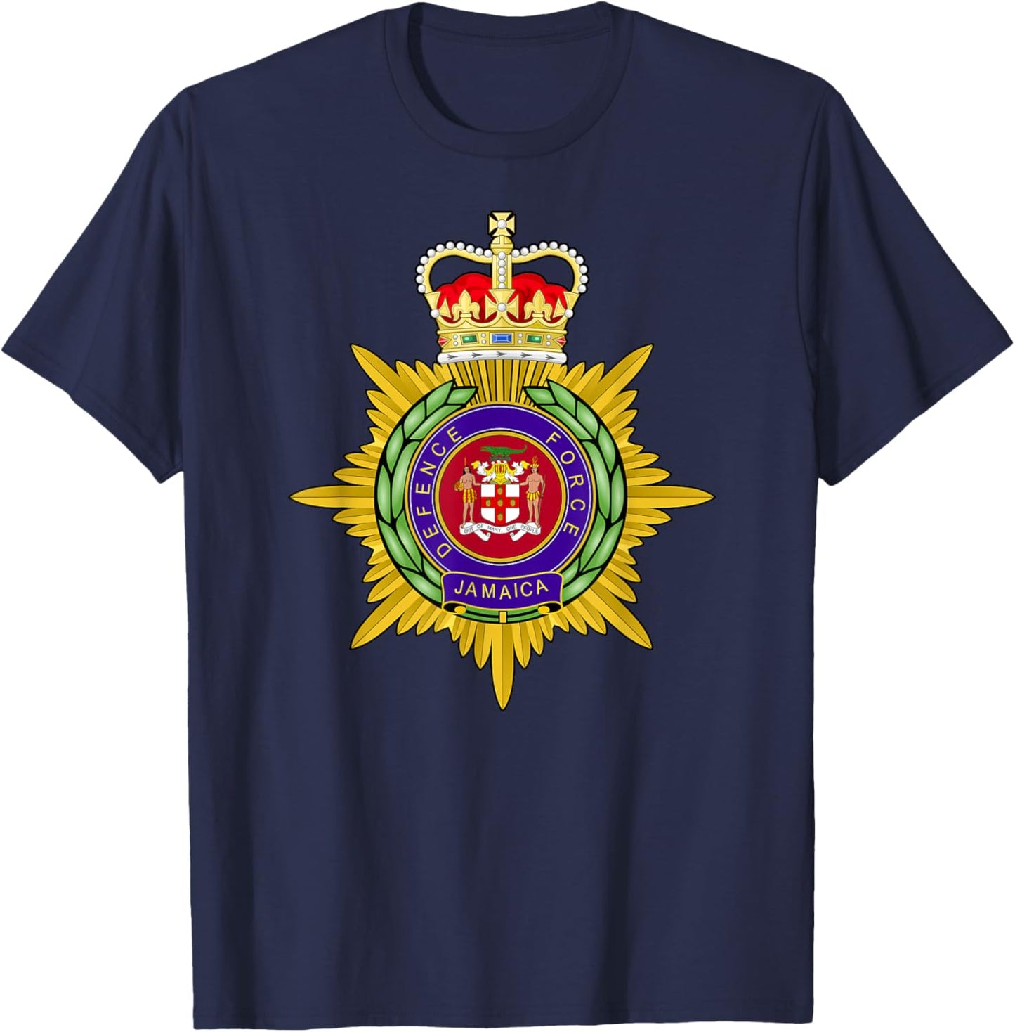 JDF Jamaica Defense Force Jamaican Army Uniform Military T-Shirt - T-Shirt | Navy