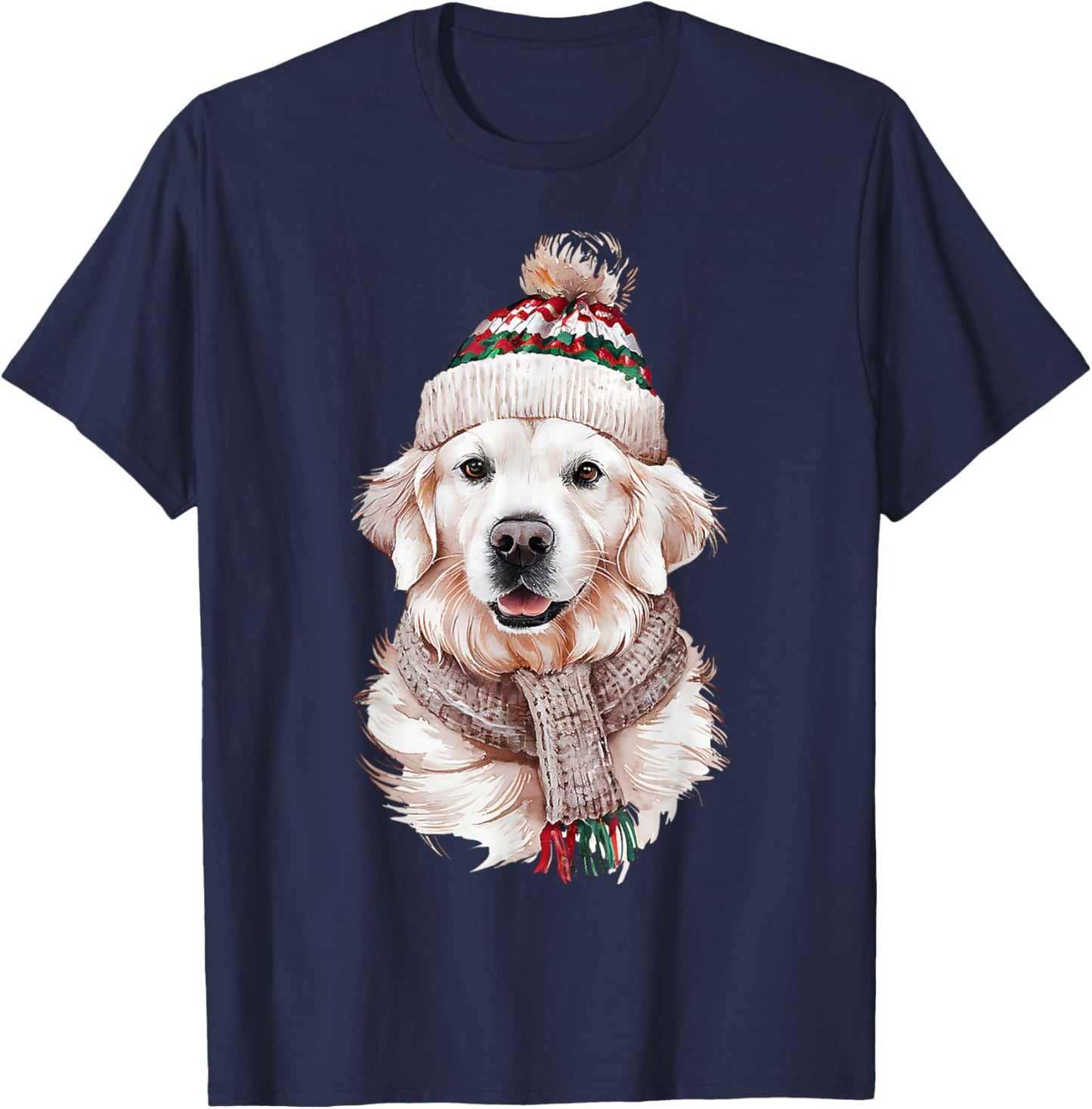 White English Cream Golden Retriever Mom Dog Puppy Christmas Women T-Shirt - T-Shirt | Navy