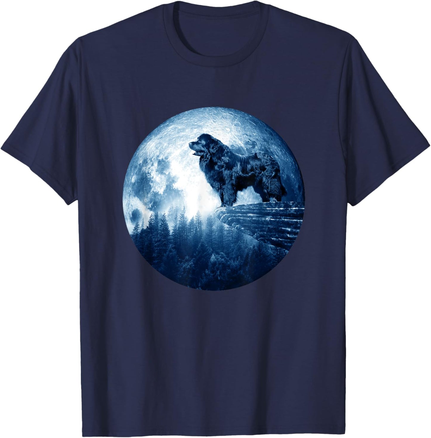 Newfoundland Dog Moon Dog Mom Dad Women Men Dog Lovers T-Shirt - T-Shirt | Navy