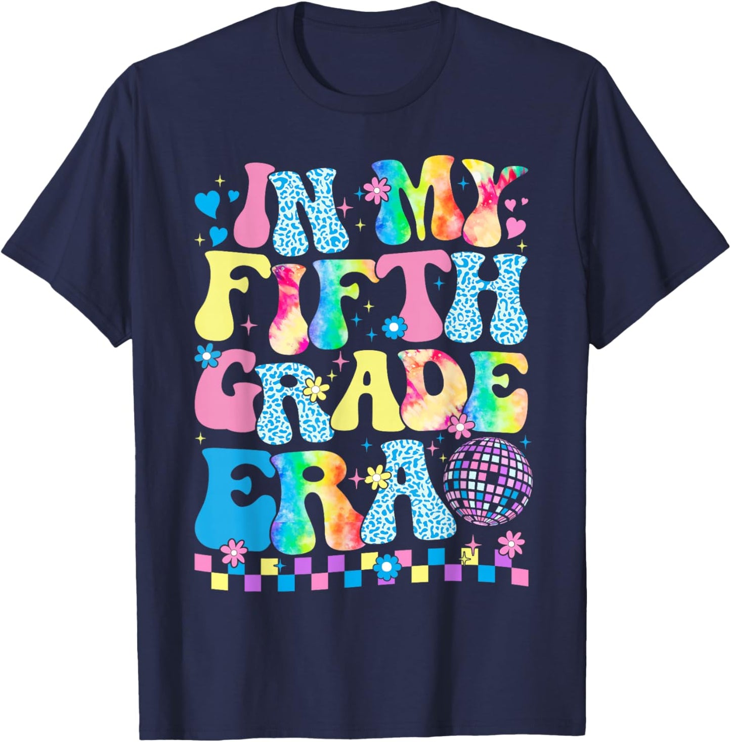 In My Fifth Grade Era Groovy Back To School Teachers Kids T-Shirt - T-Shirt | Navy