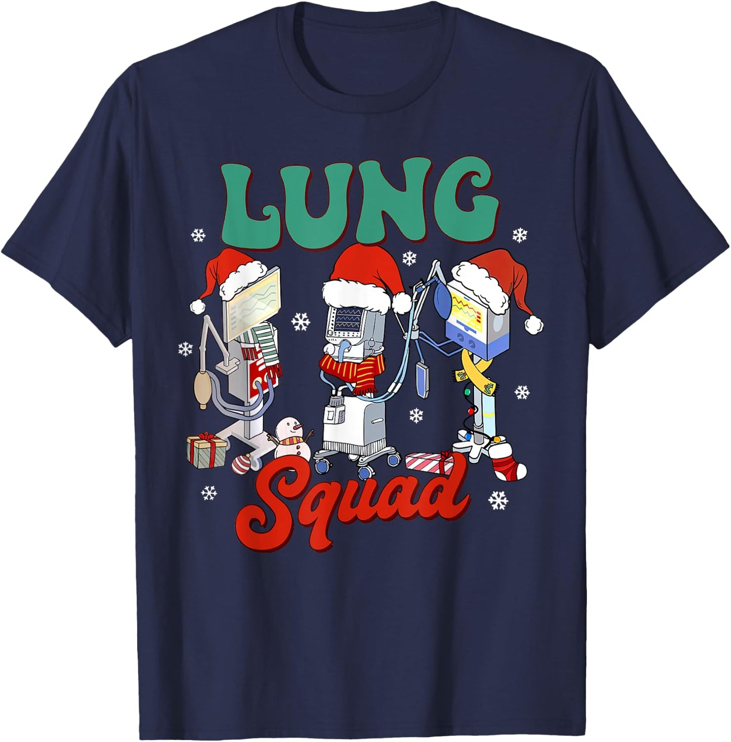 Lung Squad Ventilator Santa Respiratory Therapist Christmas T-Shirt - T-Shirt | Navy