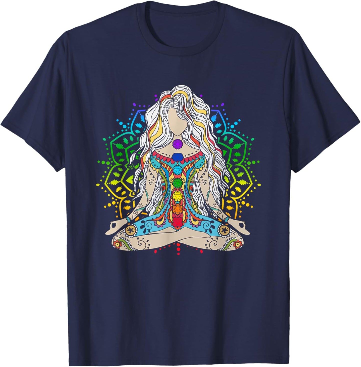 Yoga Meditation Spiritual Body Energy Chakra Buddha T-Shirt - T-Shirt | Navy